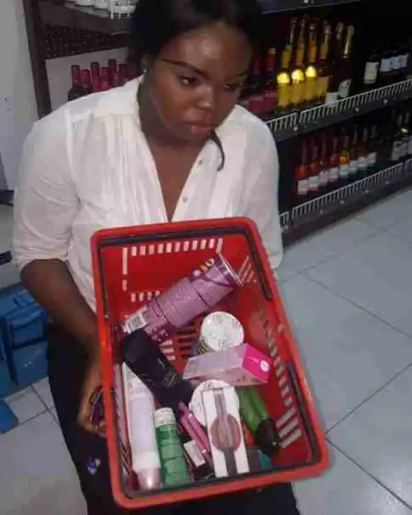 Slay Queen Caught Stealing Cosmetics From A Superstore In Lagos (Photo)